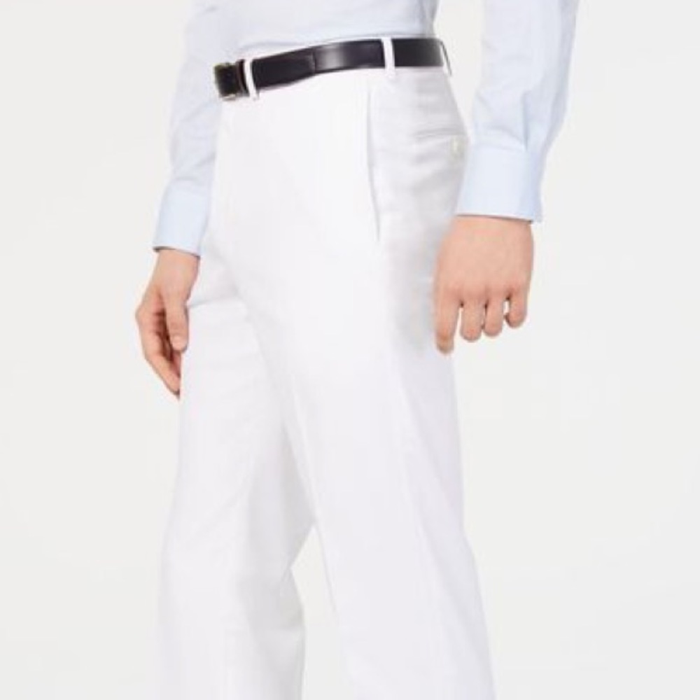 ALAN FLUSSER 36/32 WHITE WRINKLE RESISTANT PANTS